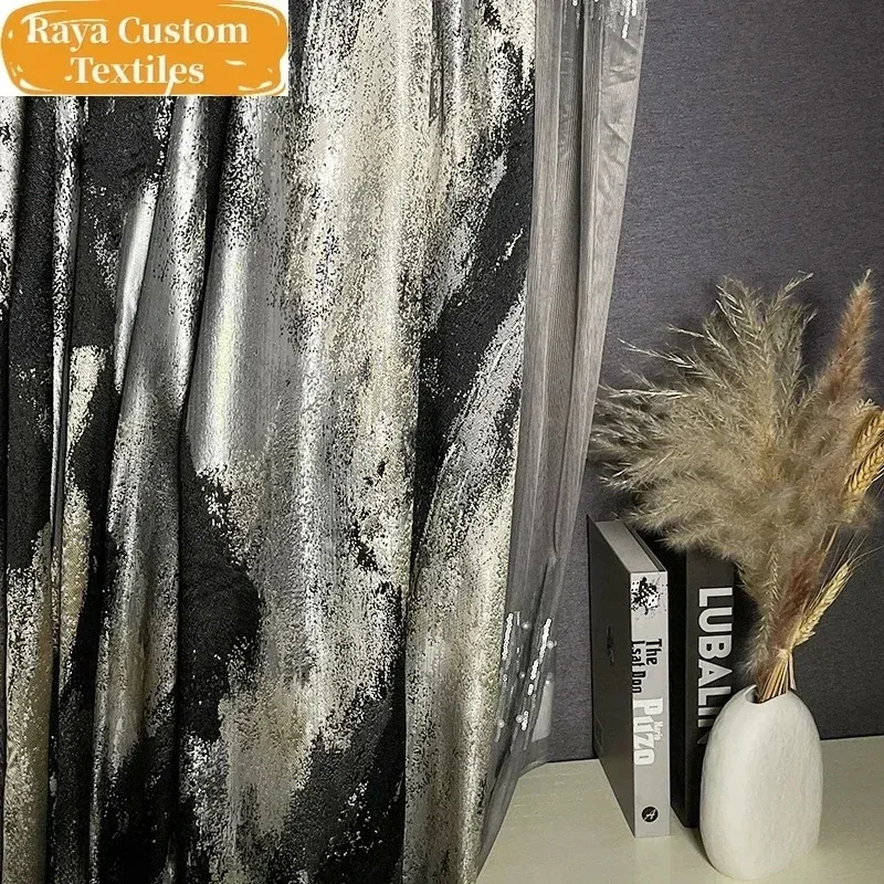 

Modern Fashion Black Precision Luxury Curtains for Living Room Dining Blackout Jacquard Decor Window Grey Tulle Elegant Decor