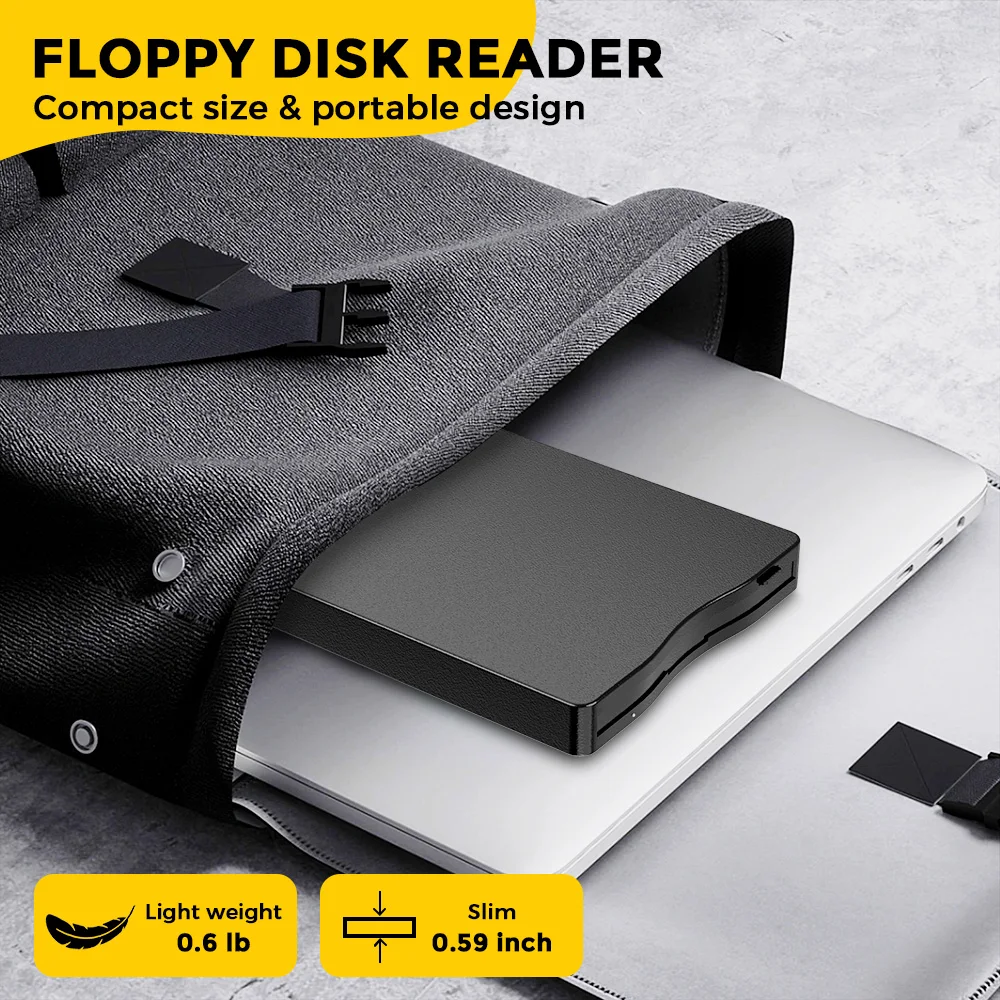 Leitor de disquete, unidade de disquete externa USB tipo A/C de 3,5 polegadas e 1,44 MB para PC, laptop e desktop compatível com Windows