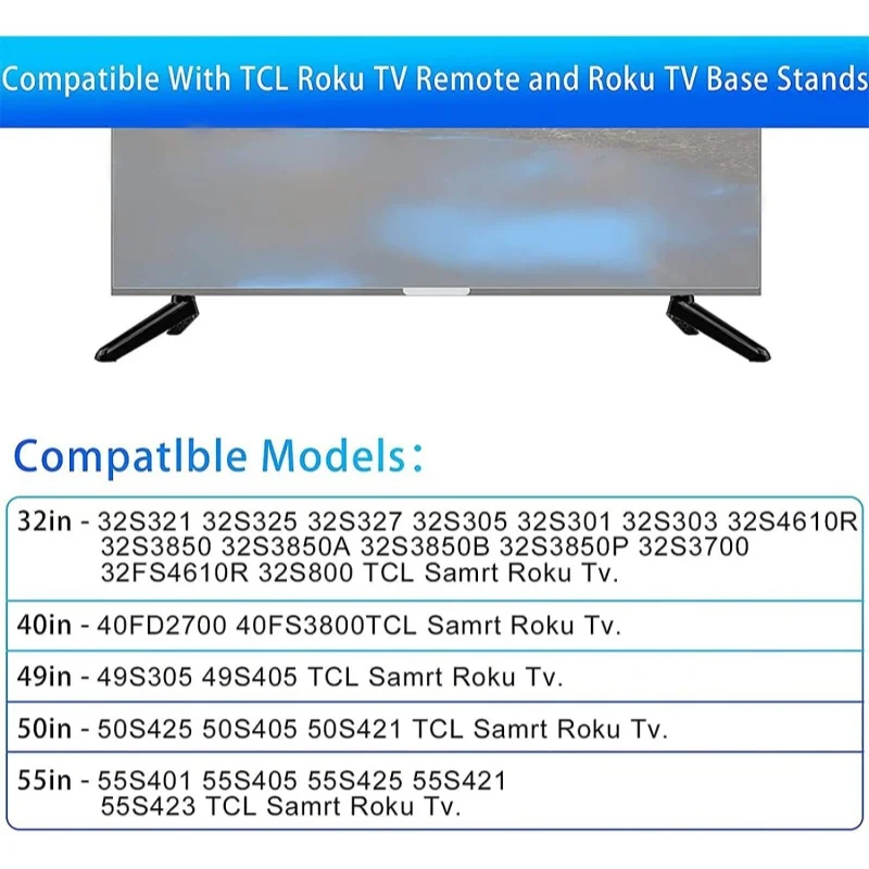 Universal TV Stand Base TV Legs for TCL Roku Televisions with Screws 32 40 49 50 55Inch TV Stand Mount