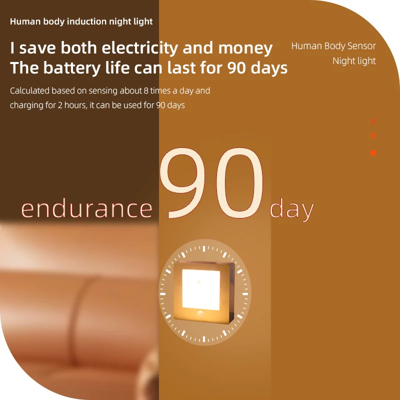 Luz LED nocturna para interiores con Sensor de movimiento, luces con pilas para pasillo, escalera, baño, armario y dormitorio