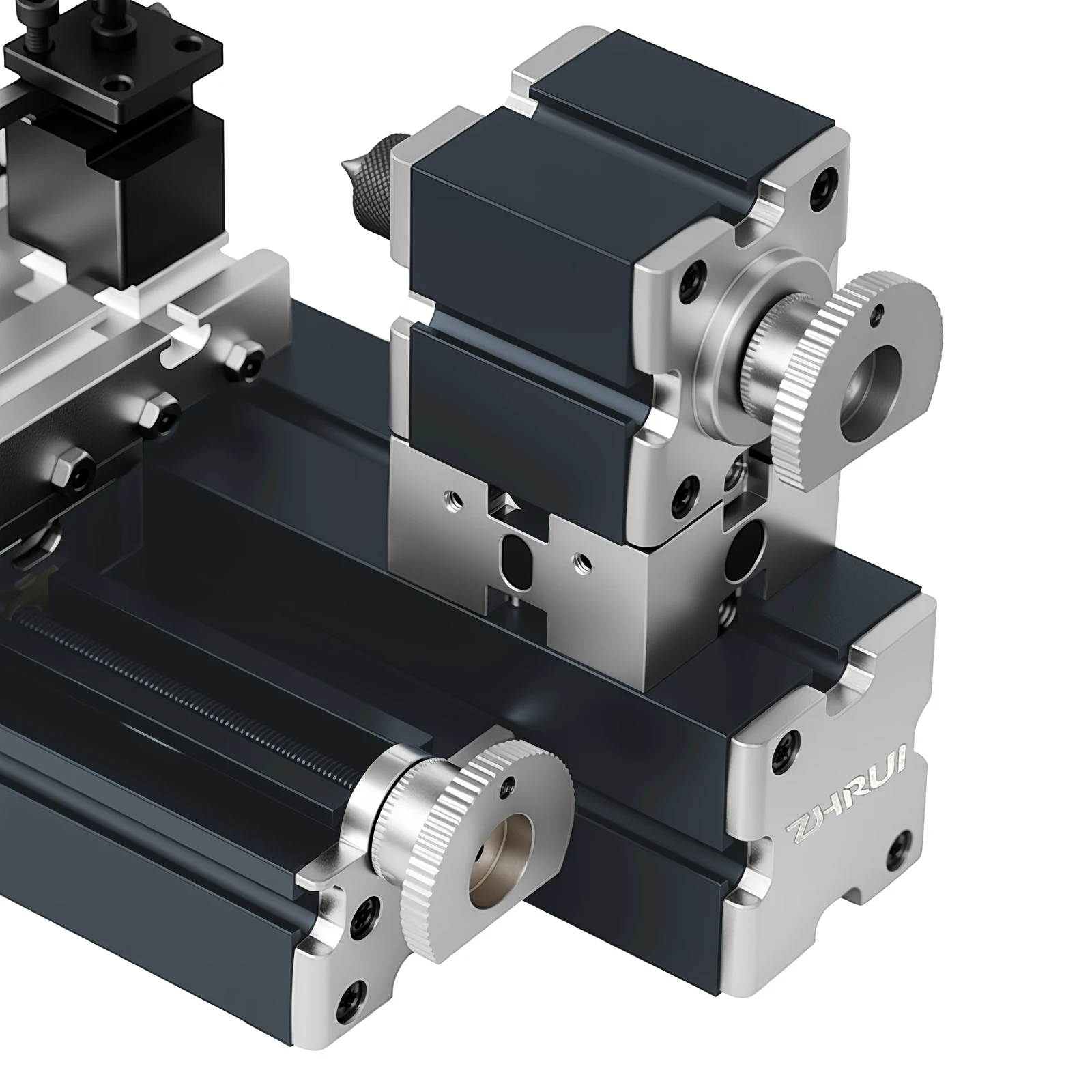 ZHRUI Miniature Metal Lathe 50mm Center Electroplated Heighten Mini DIY Lathe for Processing Aluminum,Wood, Plastic Materials