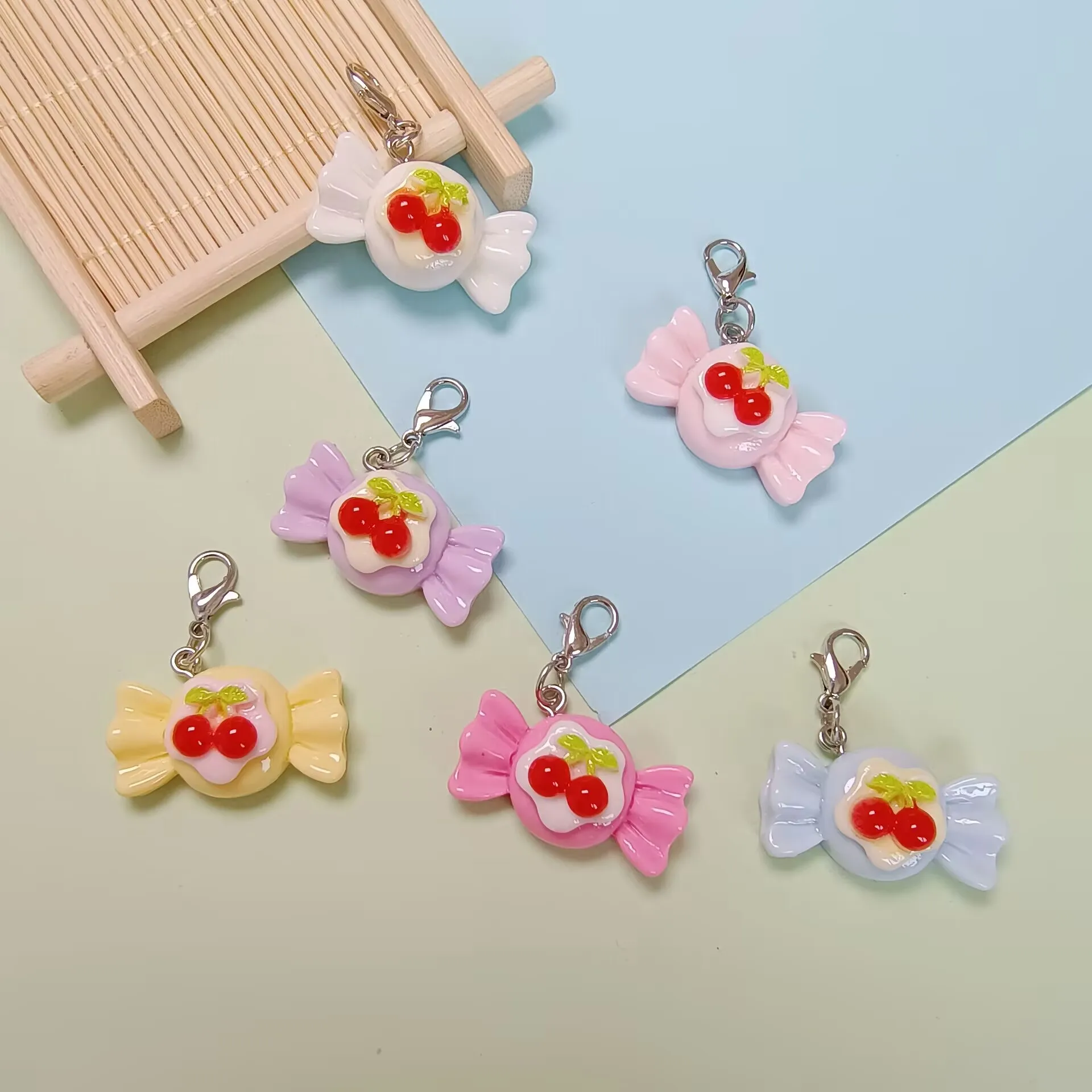 Kawaii Resin Candy Charms With Lobster Clasp for DIY Earring Keychain Bracelet Jewelry Pendants
