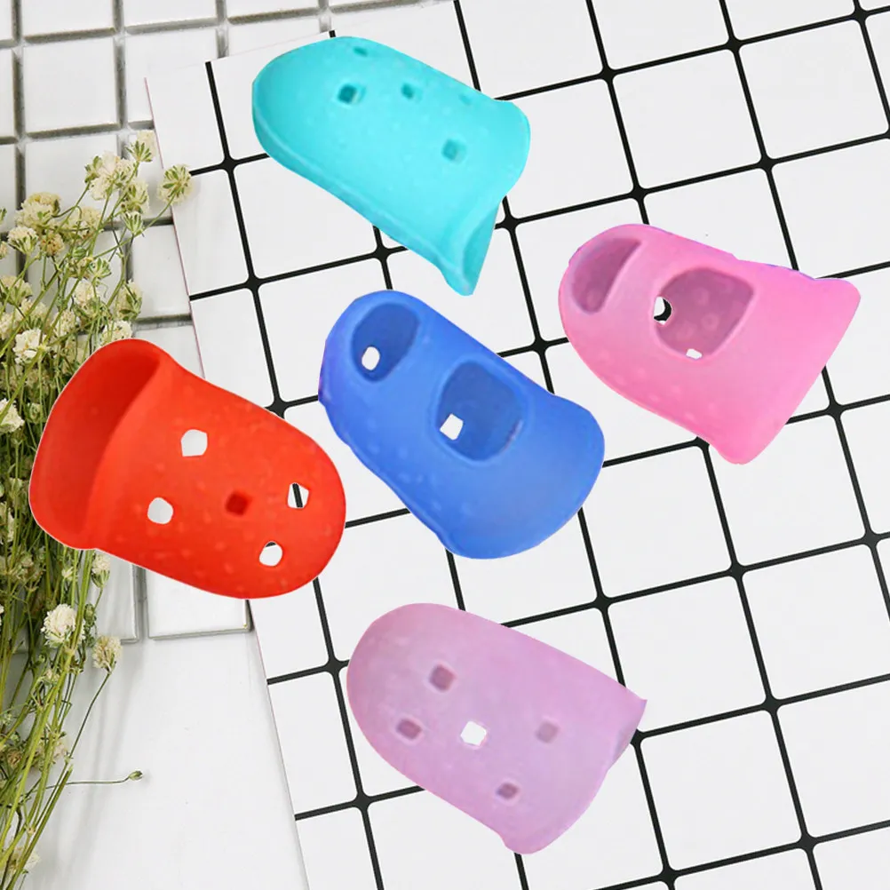 5Pcs Silicone Finger Protective Covers Heat Insulation Anti-Slip Elastic Finger Protectors for Drilling Sewing Playing