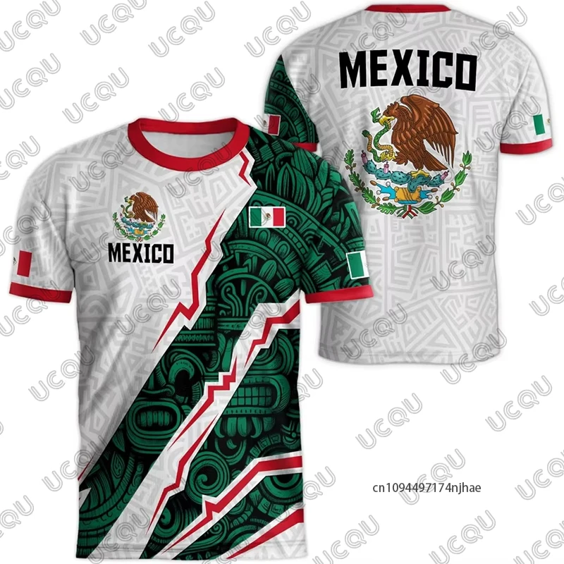 Summer New Mexican Flag Print Football Jersey For Children T-Shirt 3D Eagle Print Sports Short Sleeve Tees Casual Kids/Adult Top