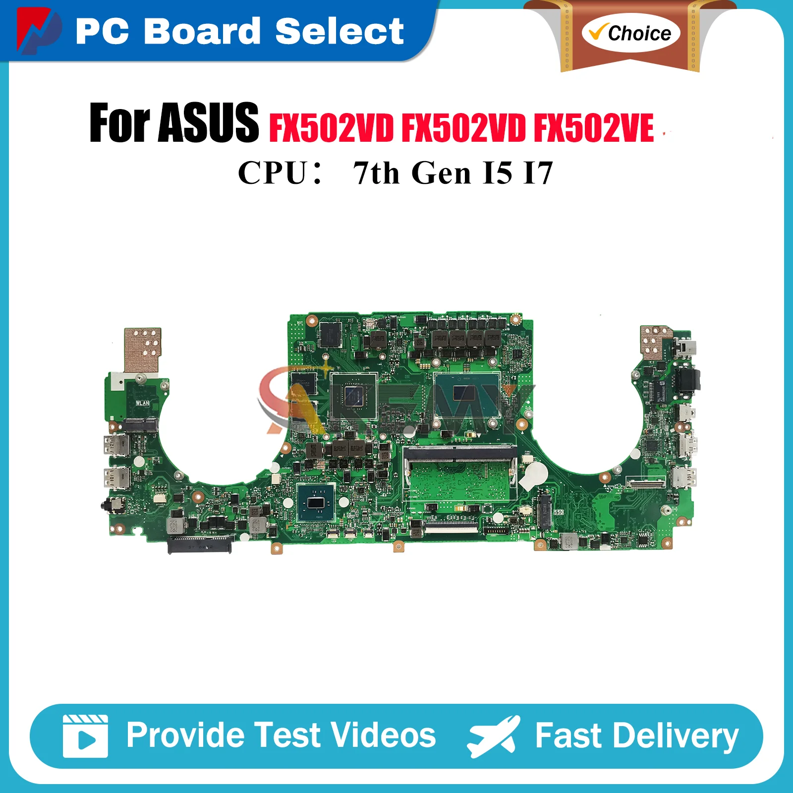 

FX502VD Laptop Motherboard For ASUS TUF Gaming FX502V FX502VD FX502VE Notebook Mainboard With I5 I7 CPU 100% tests OK fast ship