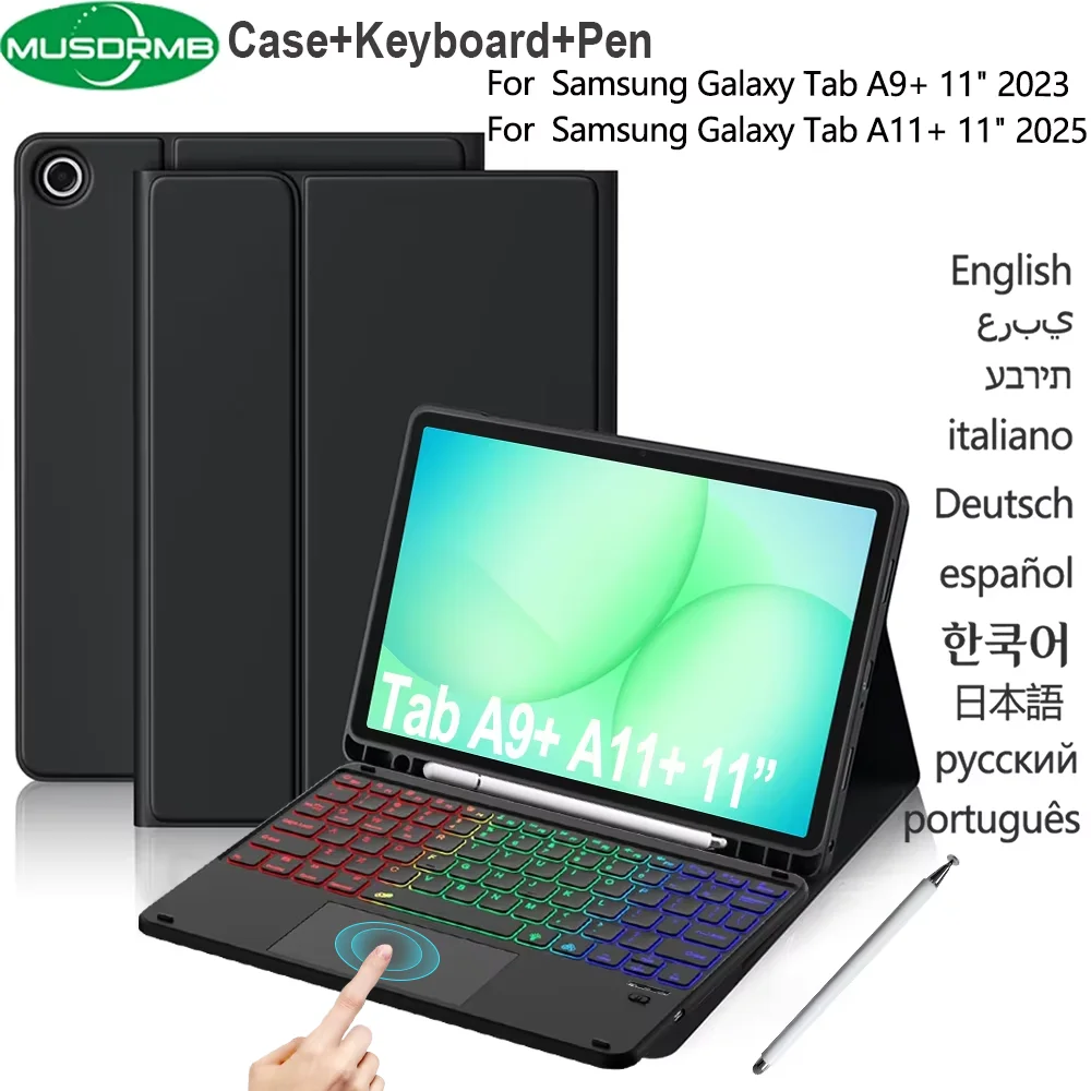 Case Keyboard for Samsung Galaxy Tab A11+/A9+ Plus 2025/2023 11 inch with Trackpad Detachable Magnetic Keyboard Stylus Cover