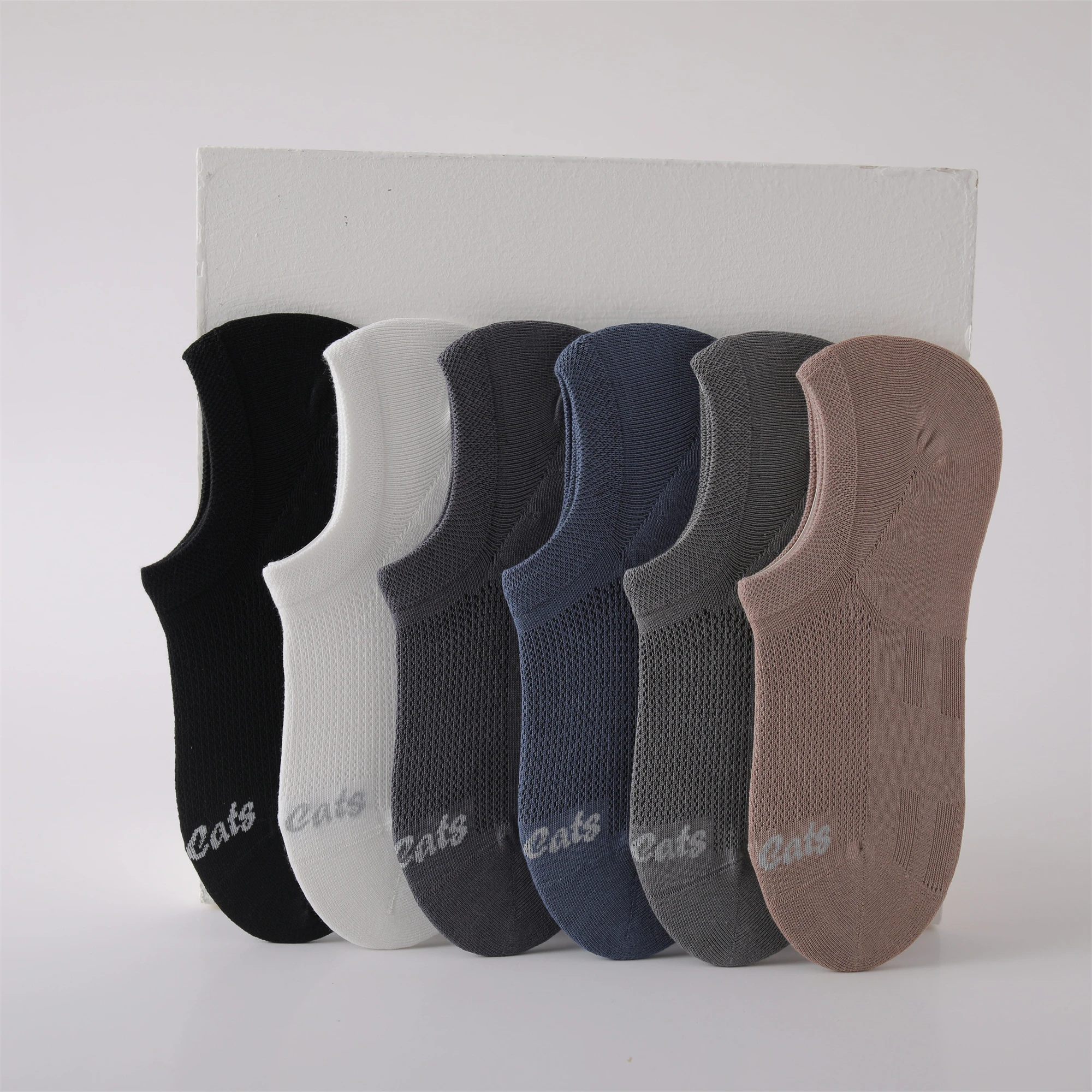 6 Pairs Women/men Boat Socks Invisible Low Cut Silicone Non-Slip Summer No-Show Ankle Socks Solid Color Casual Breathable