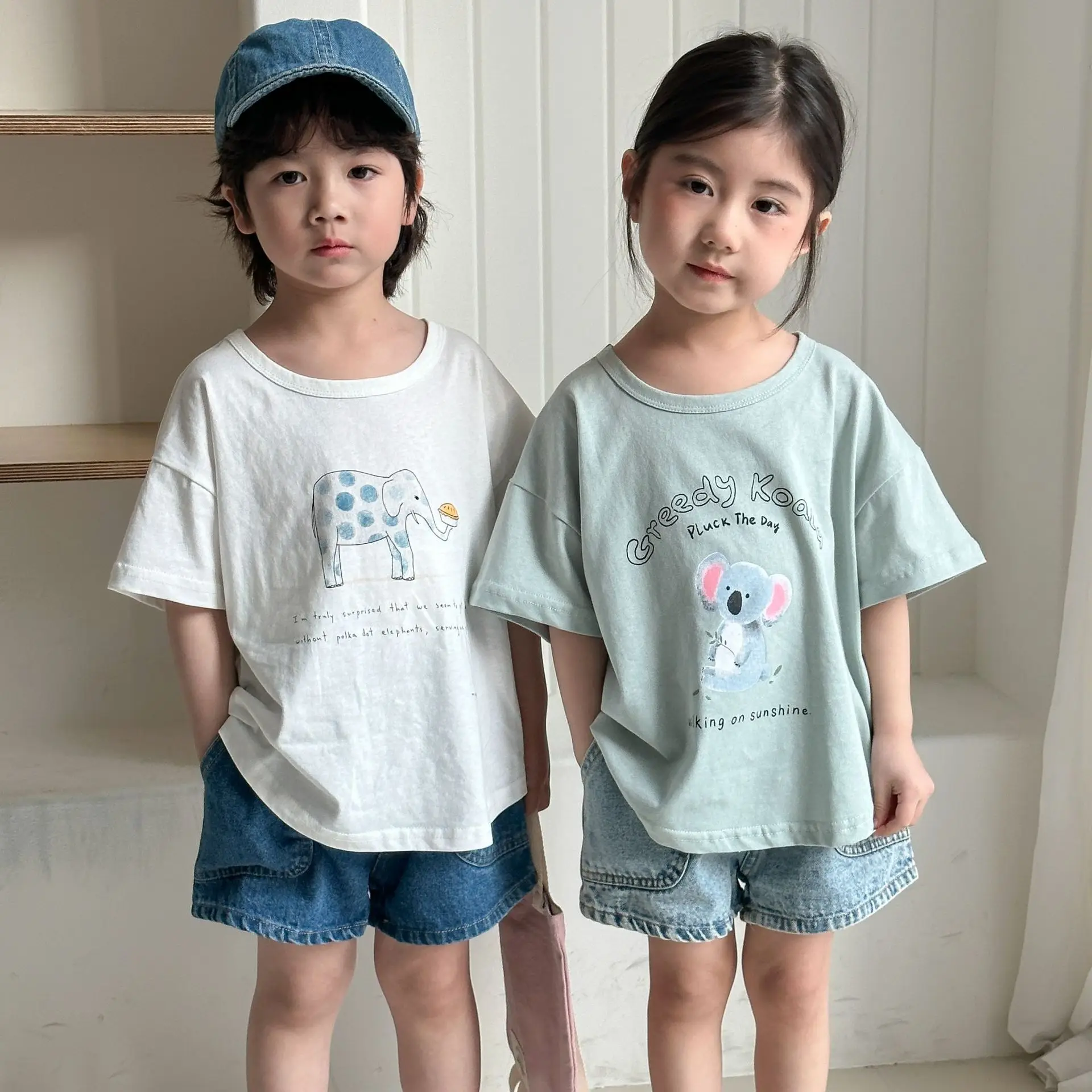 Children's Short Sleeved T-shirts 2025 Summer Cotton Girls' Boys Tees Top Cute Cartoon Kids Summer Clothes Loose Baby T-shirt
