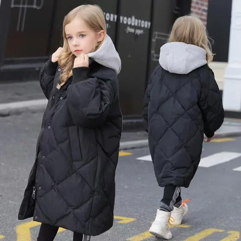 

Girls' Winter Clothes Cotton Jackets Children's Winter Long Styles Medium To Large Sizes Boys' and Girls' Stylish Long Jackets