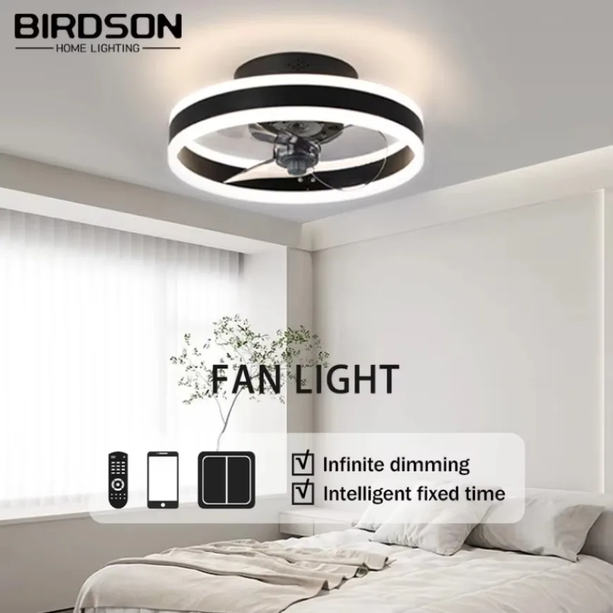 

LED Ceiling Fans Light with Remote App Intelligent Chandelier Fan Bedroom Living Room Study Home Fan Ceiling Fan with Light