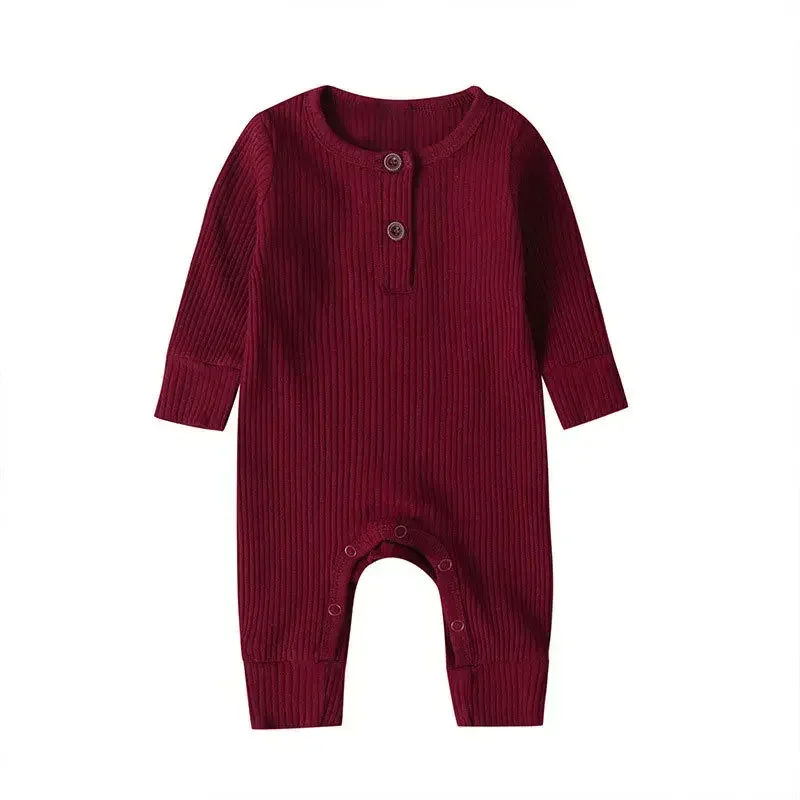 Spring Autumn Newborn Infant Baby Boys Girls Full Sleeve Rib Cotton Romper Playsuit Jumpsuit