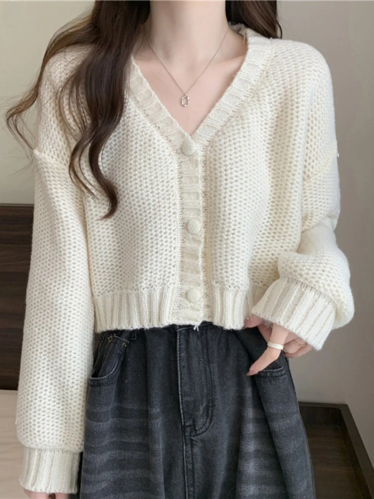 ITOOLIN Women Sweater Cardigan V-Neck Button Up Casual Knit Sweater Coat Sweet Cardigan Coat For Women 2023 Autumn Winter