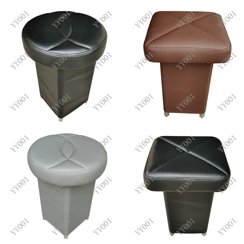 Shampoo Bed Special Stool, Round PU Leather Salon Stool, Stainless Steel Frame, No Wheels for Beauty Shop