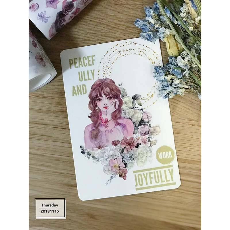 New Collage Caracter Washi Tape Flower Bat Spring Wind Decorative Special Oil