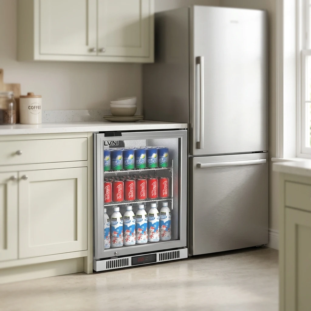 Transparent Stainless Steel Door Back Bar Chiller Commercial Fridge 1 Door Air Digital Control Automatic Defrost Unit Pro