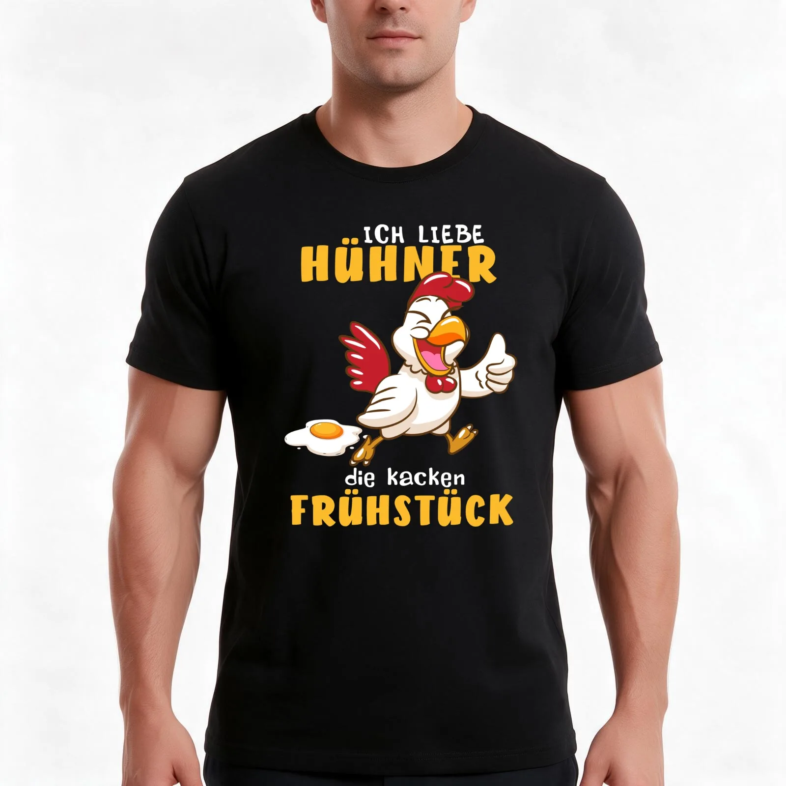 ich liebe Hühner die kacken Frühstück Landwirt Bauer Eier T-Shirt, Summer Casual Cotton Tee, Oversized Streetwear Tops