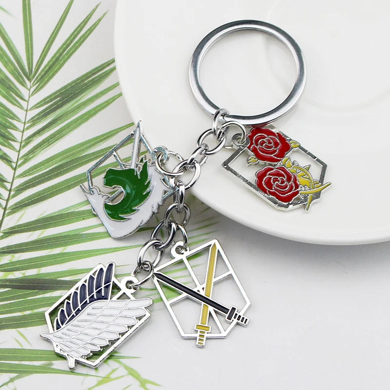 Anime Attack On Titan Keychain Shingeki no Kyojin Scouting Legion Emblem Pendant Key Chain for Women Men Cosplay Jewelry Gift