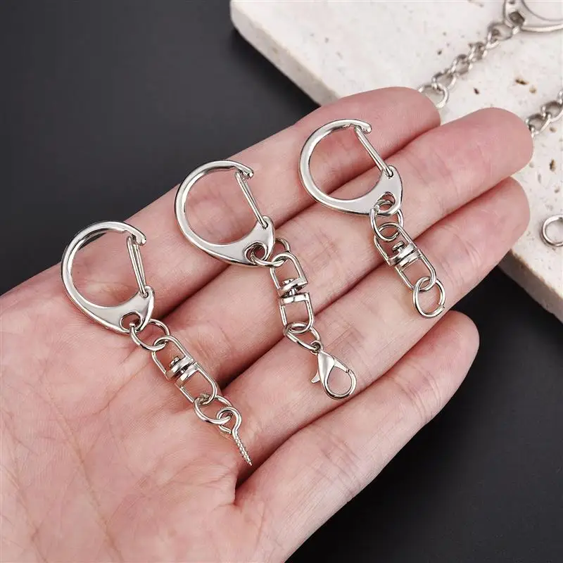 5/10pcs Lobster Clasp Key Ring 45-60mm Chain C shape Clasps Connector Hook for DIY Jewelry Making Findings Key Chain Accessories