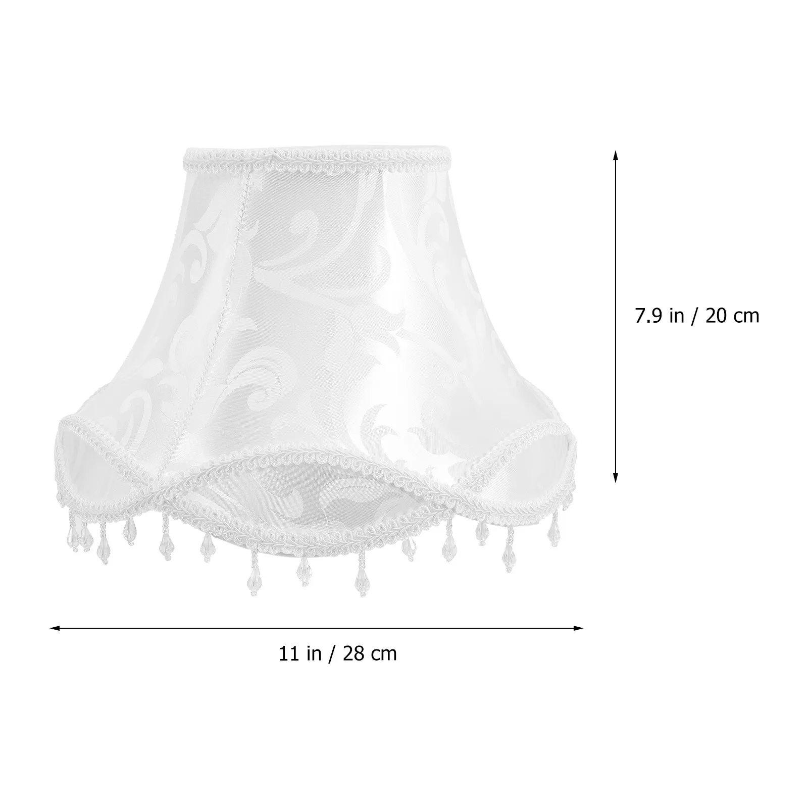 European Style Cloth Art Lamp Shade for Table Lamp E27 Retro Scallop Bell Design with Tassel Bead Fringe Trim Home Decor Light