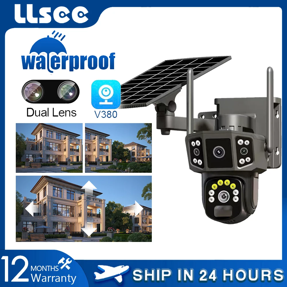 

LLSEE V380,4K dual lens,10X,outdoor security IP camera,wireless WIFI solar closed-circuit television,4G sim solar camera,CCTV