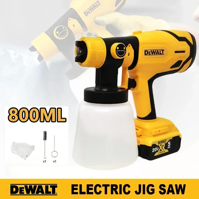 Dewalt 800ML Electric Spray Gun Cordless Paint Sprayer Portable Auto Furniture Coating Airbrush For Dewalt 18V 20V Battery