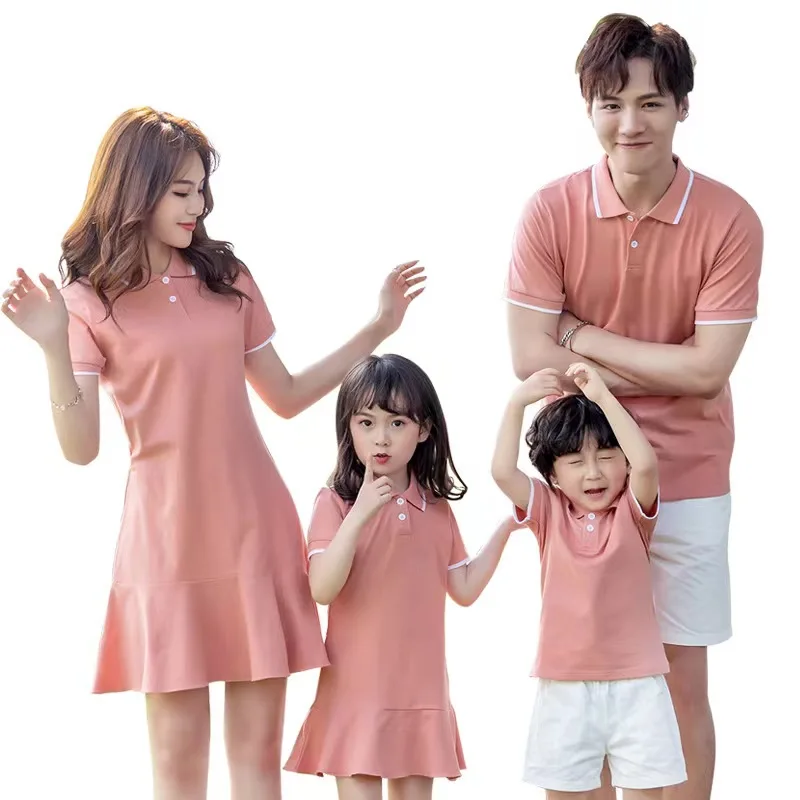 

Family Look Short Sleeve Mother Daughter Matching Dresses Daddy Mommy and Me Cotton Clothes Father Son T-Shirts Summer 2024