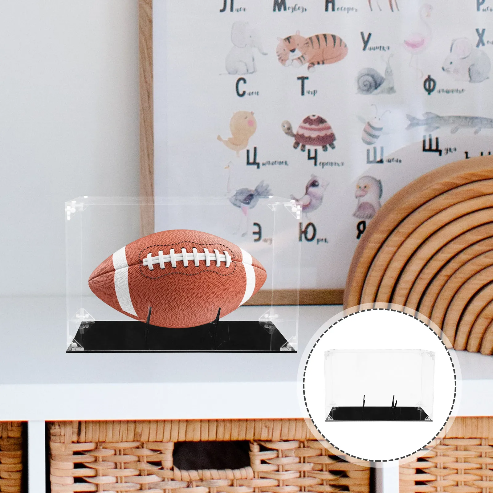 

Прозрачный акриловый футляр для хранения коллекций по регби и бейсболу, настольный держатель для спортивных сувениров