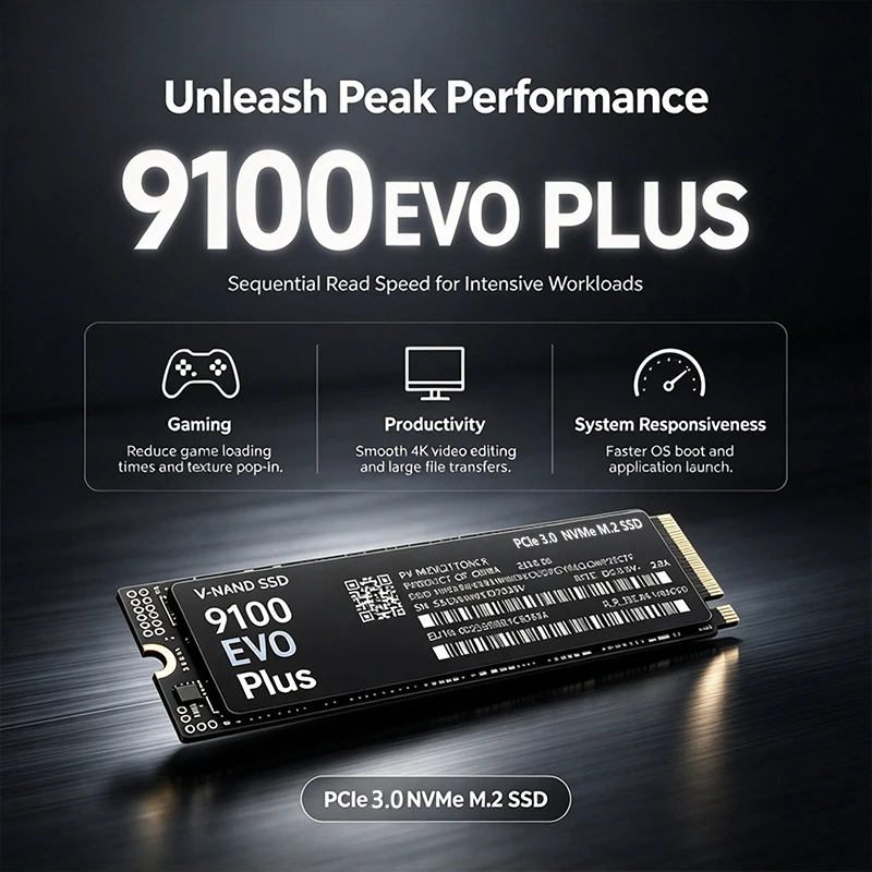 Genuine 9100EVO Plus M.2 2280 NVMe SSD 500GB‑4TB TLC NAND Internal SSD for PS5 Gaming Desktop Laptop High‑Speed Storage