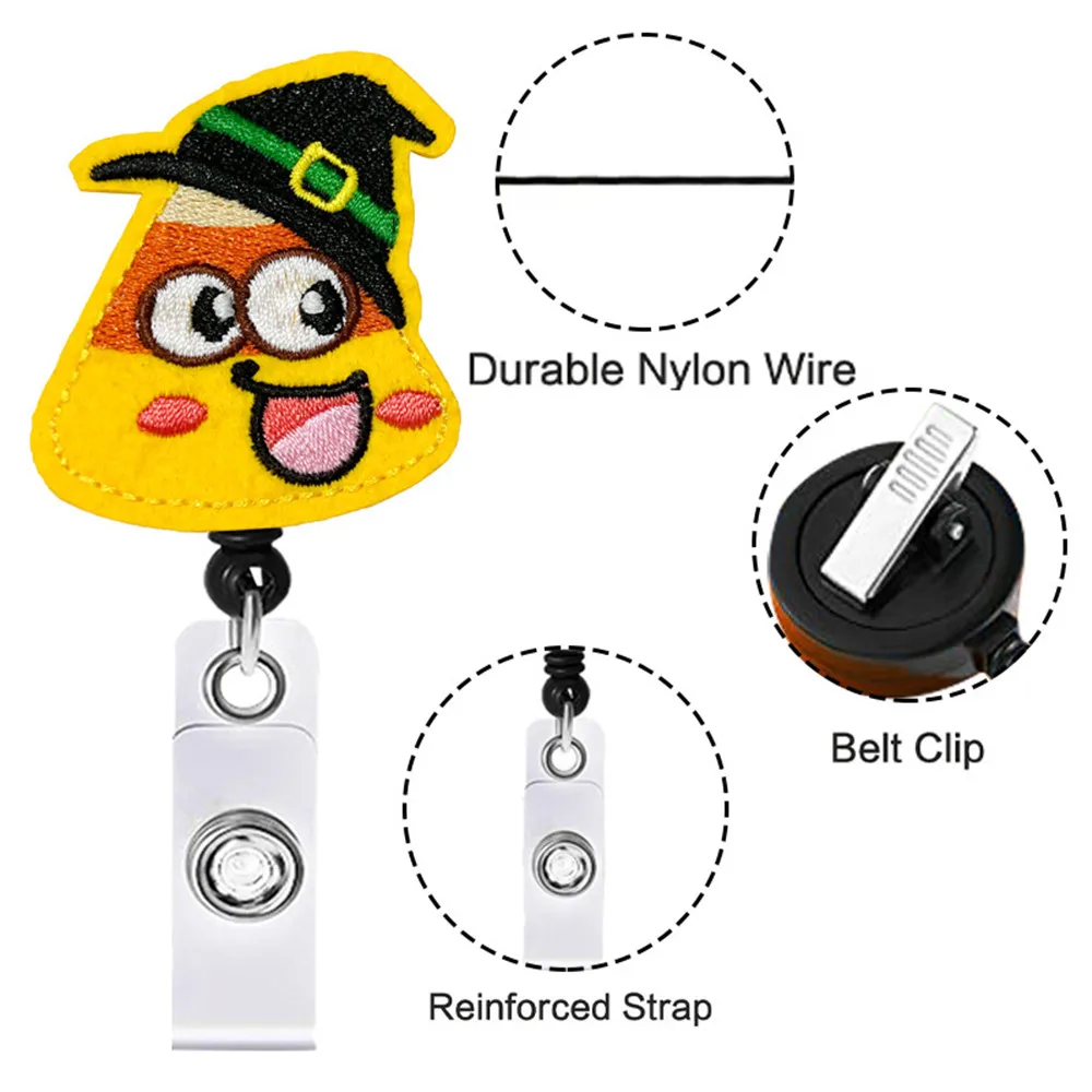 1pc Cartoon Cute Animal Sloth Retractable Nurse Badge Reel Clip Badge Holder Students Doctor ID Felt Embroidery Card Holder