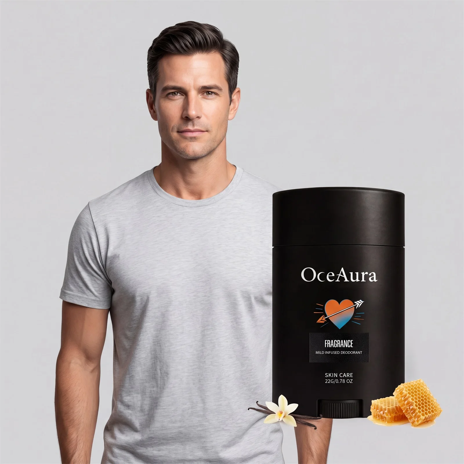 Men's deodorant stick – Aluminum-Free, Natural, Pheromone-Infused, Vanilla Ember Scent, Organic, Skin-Friendly, Long-Lasting