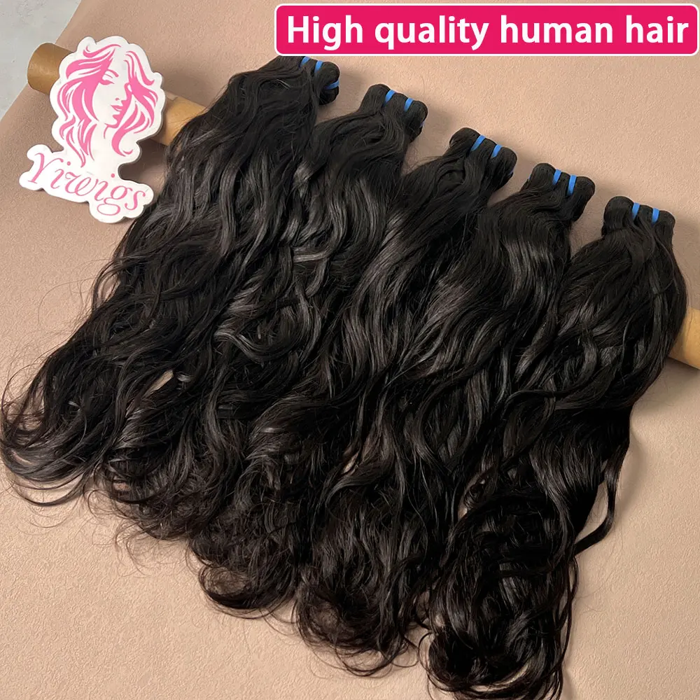 100% شعر الإنسان موجة طبيعية حزم الشعر البشري موجة المياه حزم شعر بشري خام اللون الطبيعي 18A 28 30 بوصة 1/3/4 حزم