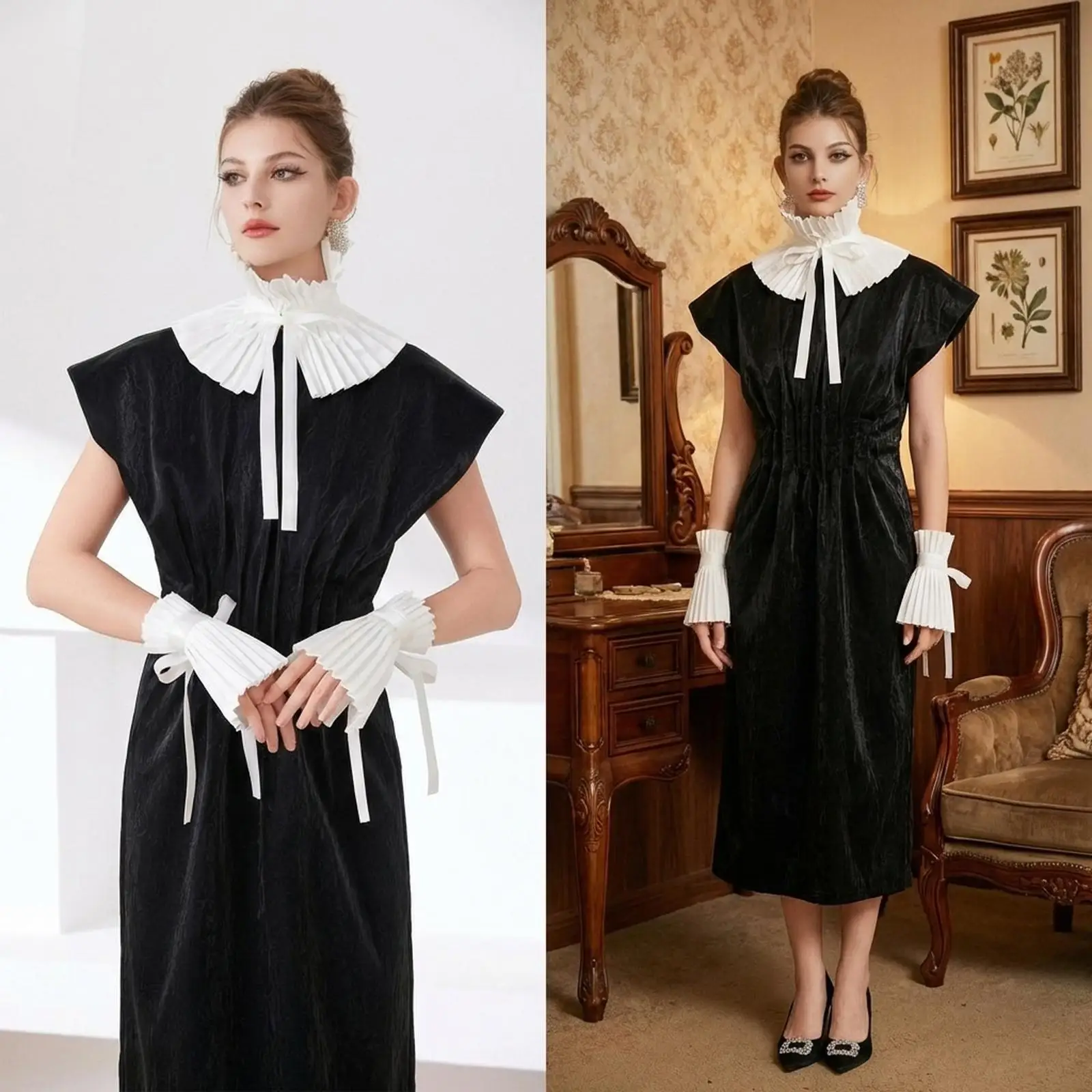 

Съемные воротники и манжеты с рюшами для женщин, набор для вечеринок и косплея