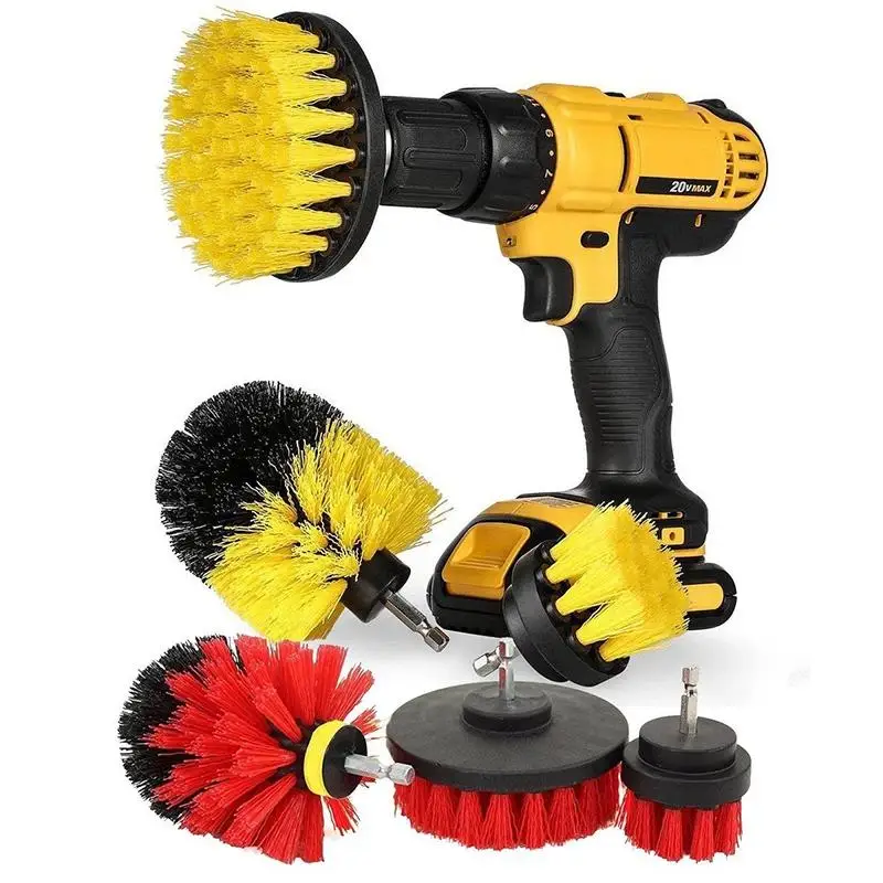 New 3Pcs Drill Brush Attachment Set Cordless Power Scrubber Brushes Multifunctional Cleaning Tools For Bathroom & Household Use