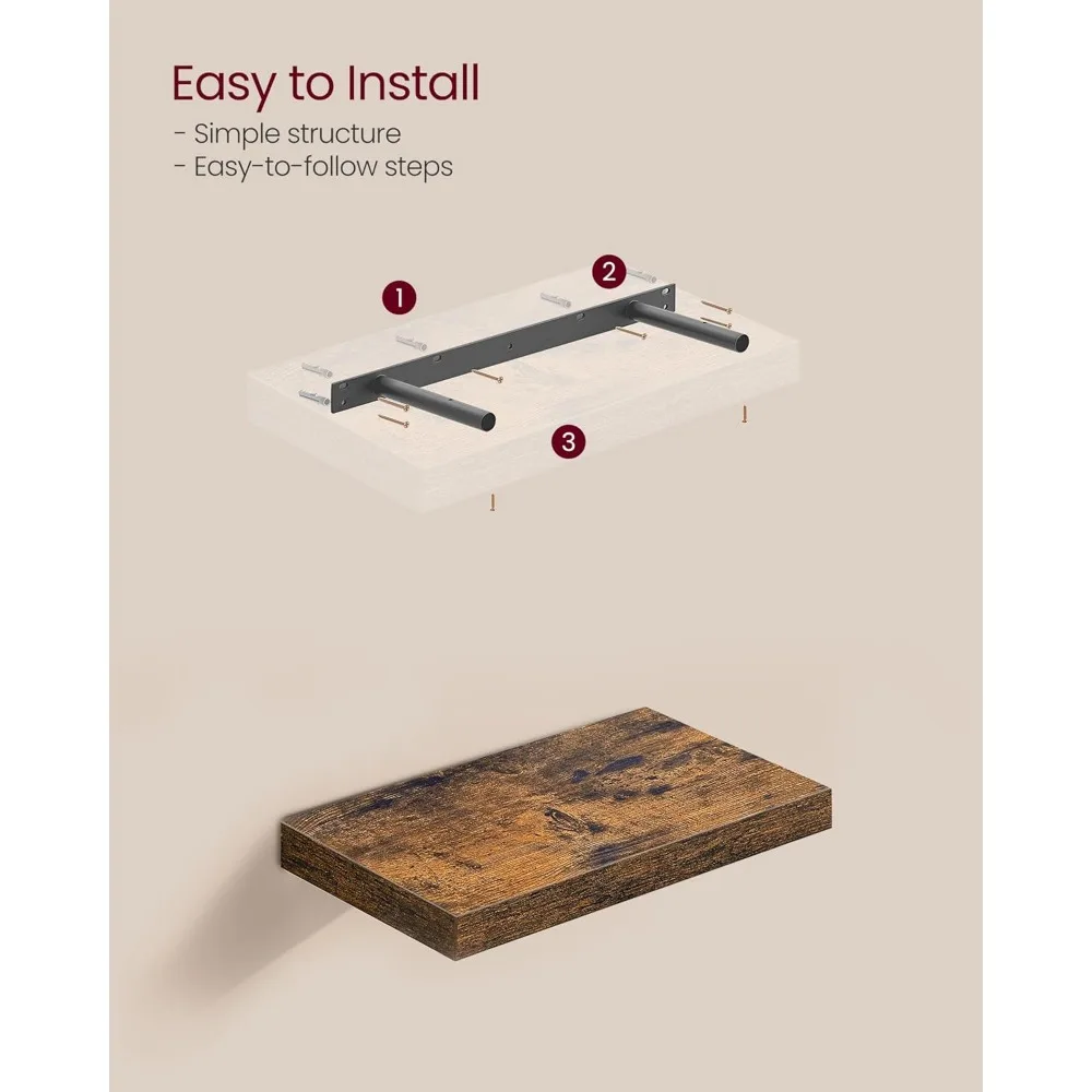 مجموعة أرفف حائط مكونة من 2، أرفف عائمة، مثبتة على الحائط، 8 × 15.7 × 1.5 بوصة، أرفف عرض لإطارات الصور، ديكور الحائط، H #4