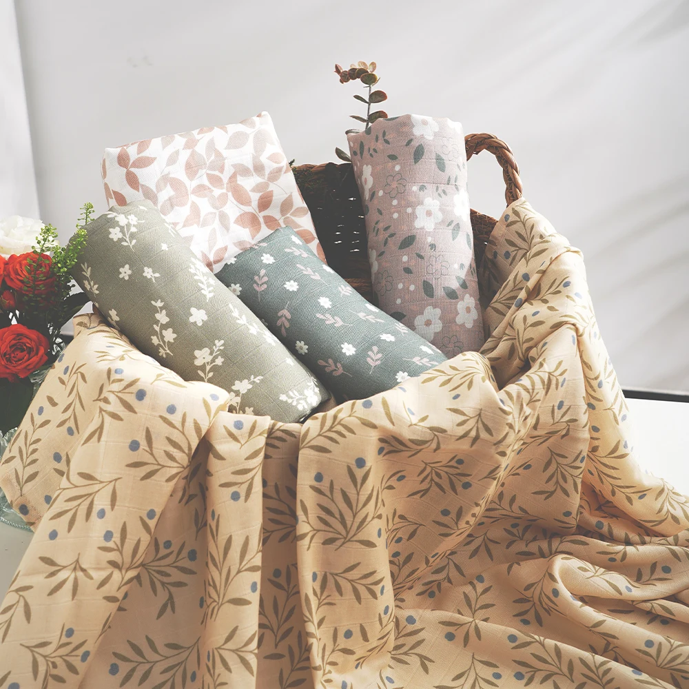 Happy Flute 120*110CM 1Piece Muslin 100% Cotton Baby Swaddle Soft Fabric Newborn Wrap Fashion Style Infant Blanket