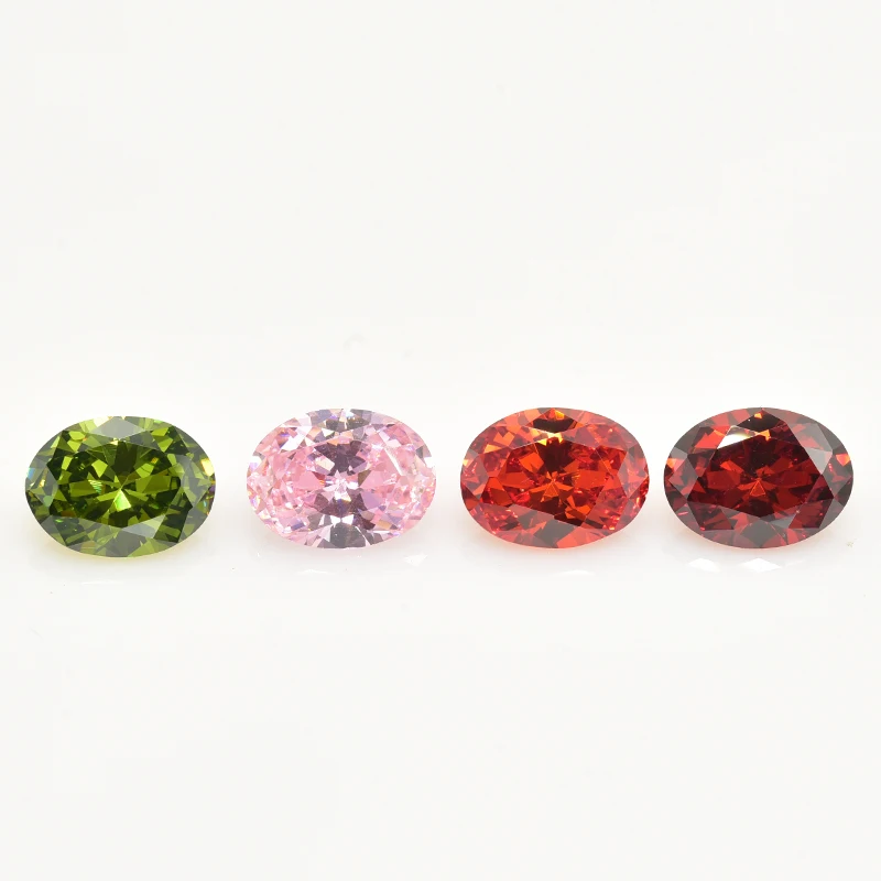 15pcs/lot 1pcs of each colour 3x5mm~10x12mm Loose Oval Shape Cubic Zirconia Bright CZ Stone AAAAA Gems DIY for