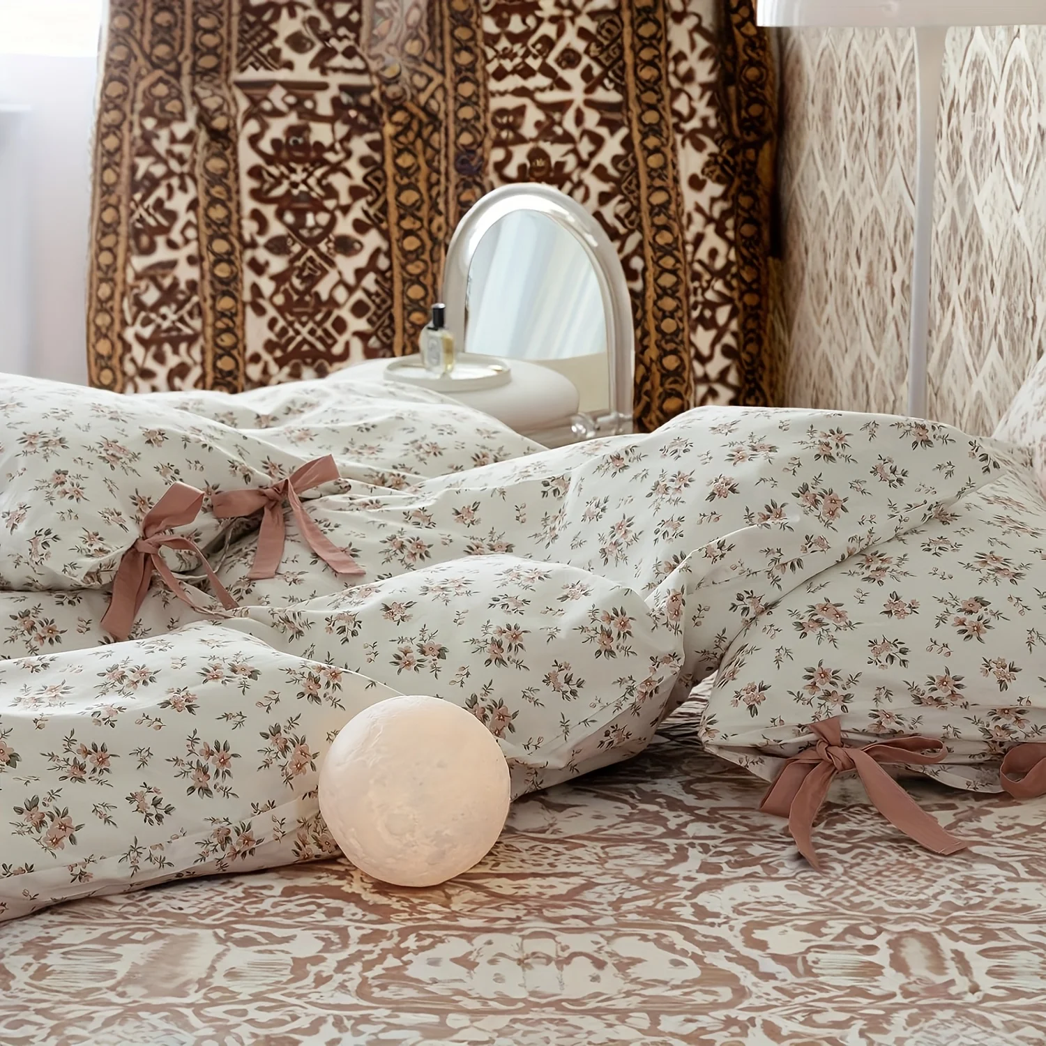 Floral Print Cotton Duvet Cover Set With Two Pillowcases Queen Size Soft Bedding