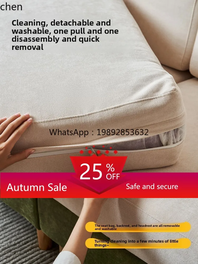 

fabric sofa living room simple log sofa small apartment cotton and linen disassembly sofa