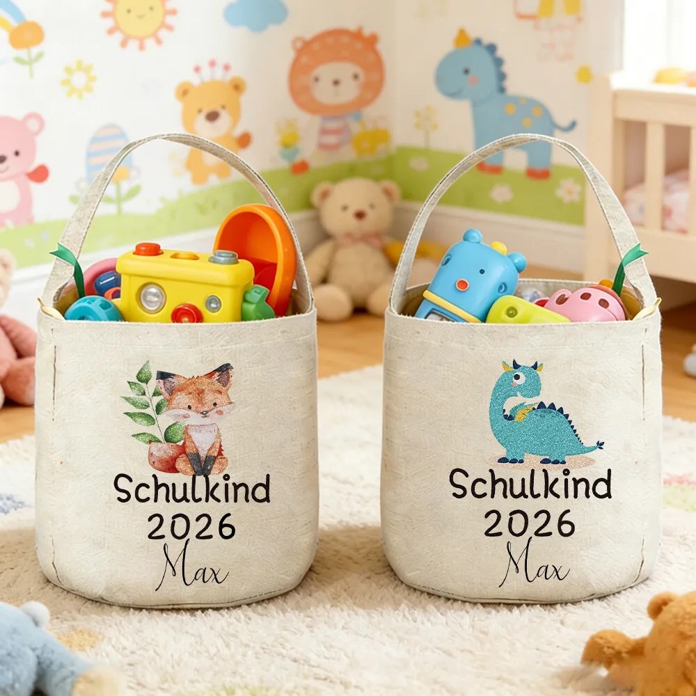Personalized Schulkind 2026 Tote Bag Customizable Rainbow Printed Storage Basket German Back-To-School Season Gift