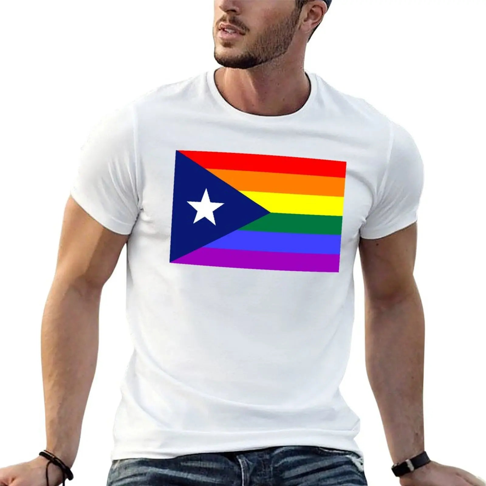 Puerto Rican Rainbow Pride Flag T-Shirt graphic shirts heavyweights t shirts men
