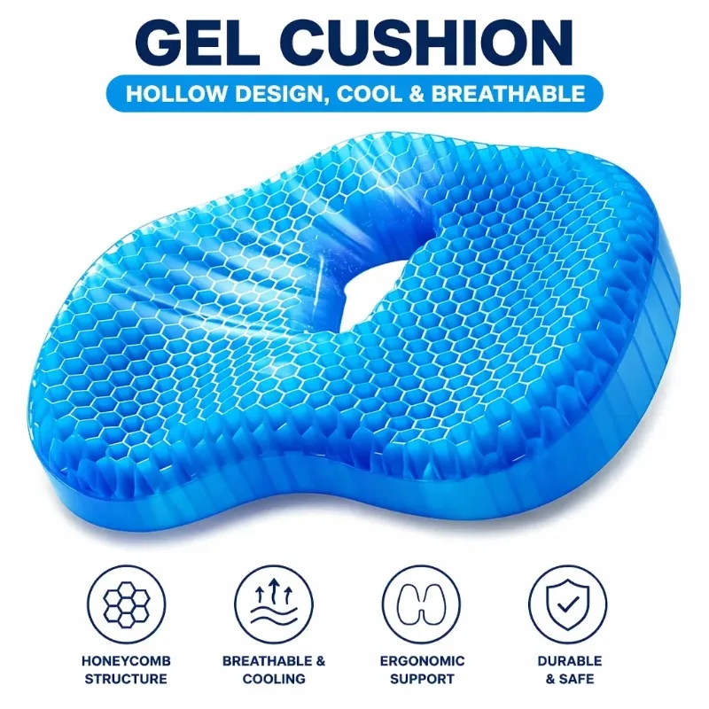 1 Pcs Thickened Hollow Gel Seat Cushion Cooling Honeycomb Chair Pad Hip Waist Support For Office Sofa Car Auto Seat Wheelchair