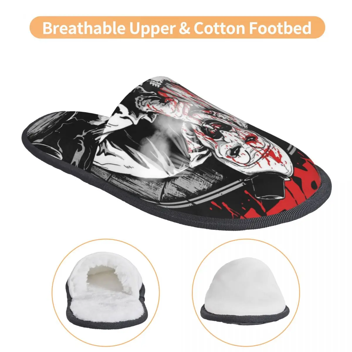 Pantofole in memory foam personalizzate per film horror T-Terrifiers da donna, comode e calde pantofole da casa