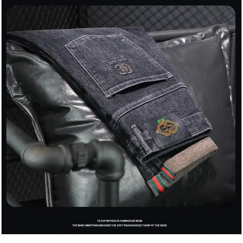 عارضة الأسود المطبوعة المطرزة سليم صالح الرجال الجينز مرونة الصيف نمط جديد الراقية أزياء العلامة التجارية بسط الدينيم السراويل