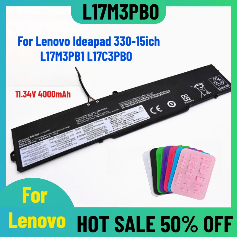 

Аккумулятор для ноутбука Lenovo Ideapad 330-15ich 11.34V 4000mAh (L17M3PB1, L17C3PB0, L17M3PB0)