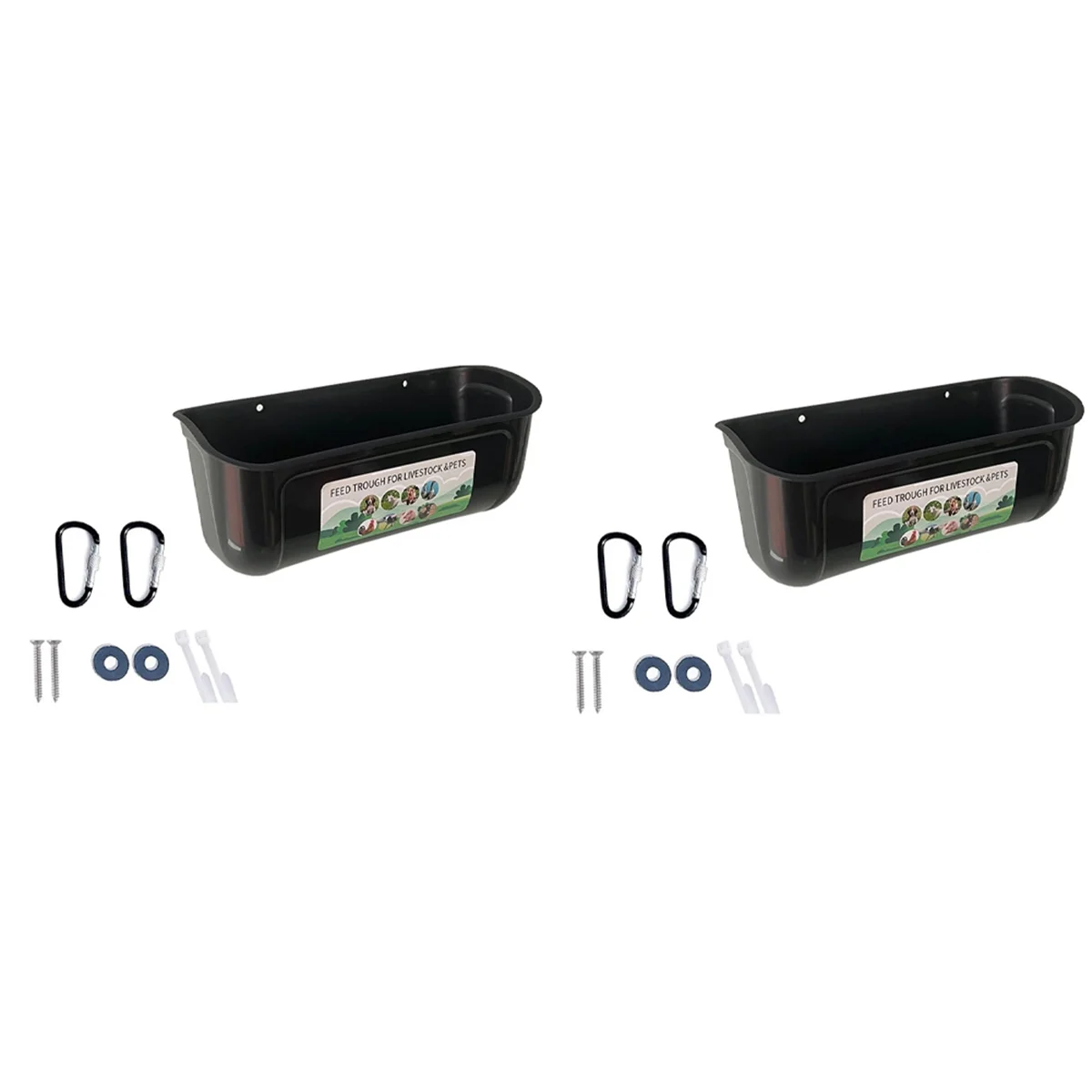 

DW-Black 2Pack Duck Feeder Fence Hanging Feed Trough Goose Turkey Trough with