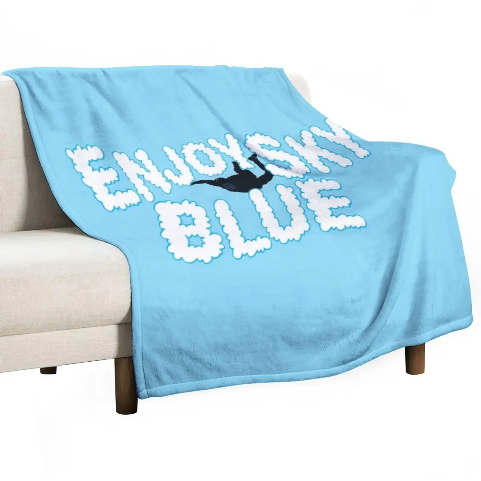 Enjoy Sky Blue Throw Blanket Cute Soft Plaid Blankets