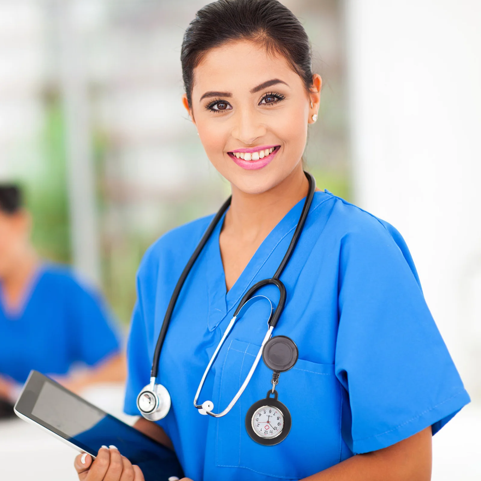 ساعة جيب بكرة ممرضة للنساء والرجال والطلاب، ساعة فوب مضيئة معلقة، خفيفة الوزن ودقيقة #2