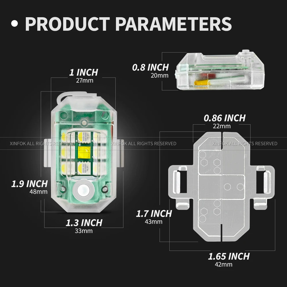 M3 Motorcycle Strobe Light USB Rechargeable Warning Lamp For Bikes Modified Drones Aircraft Remote Control Flashing Lights