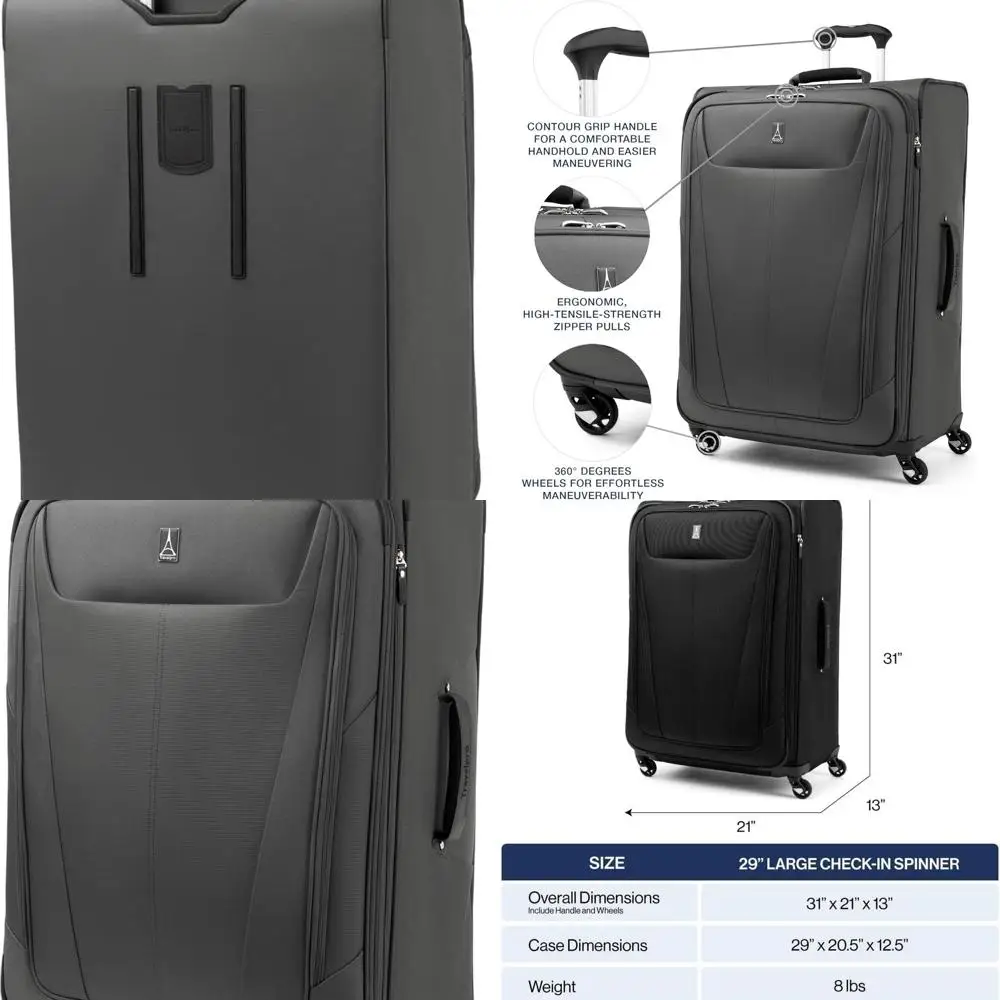 

Expandable Softside Luggage with 4 Spinners, Lightweight Suitcase, Shadow Grey, Large 29-Inch