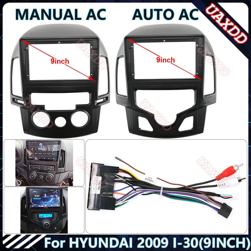 For HYUNDAI 2009 I-30 9INCH Car Radio Android Stereo audio screen multimedia video player navigation cables Harness frame